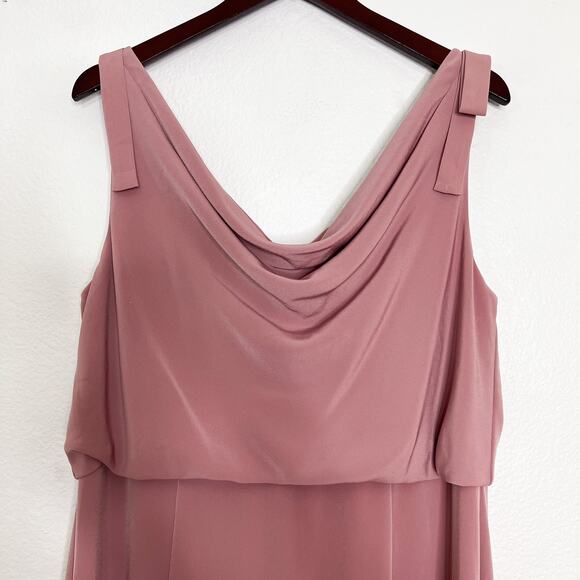 Adrianna Papell Pink Sleeveless Long Cowl Neck Gown Size 16 - Picture 3 of 12